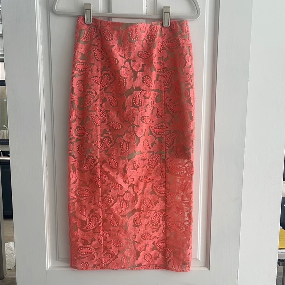 Veronica Beard Spring Elegant Coral Lace Skirt size 4
